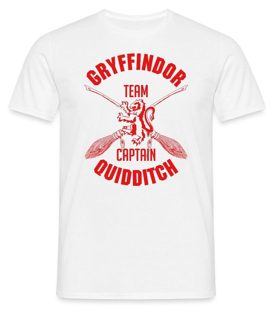 Spreadshirt Harry Potter Gryffindor Quidditch Team Captain Männer T-Shirt, L, Weiß