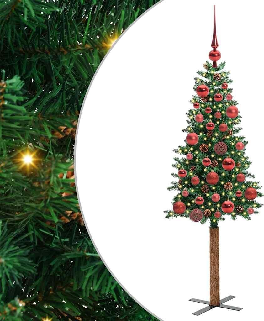 vidaXL Schlanker Weihnachtsbaum mit 150 LEDs mit Ständer Grün 150 cm