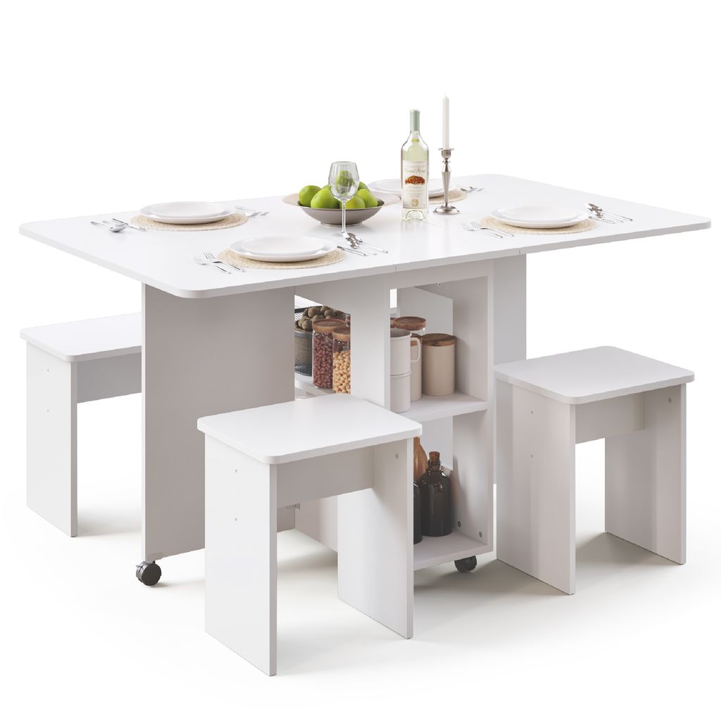Mondeer Table à manger avec 4 tabourets Peu encombrante Image du produit 