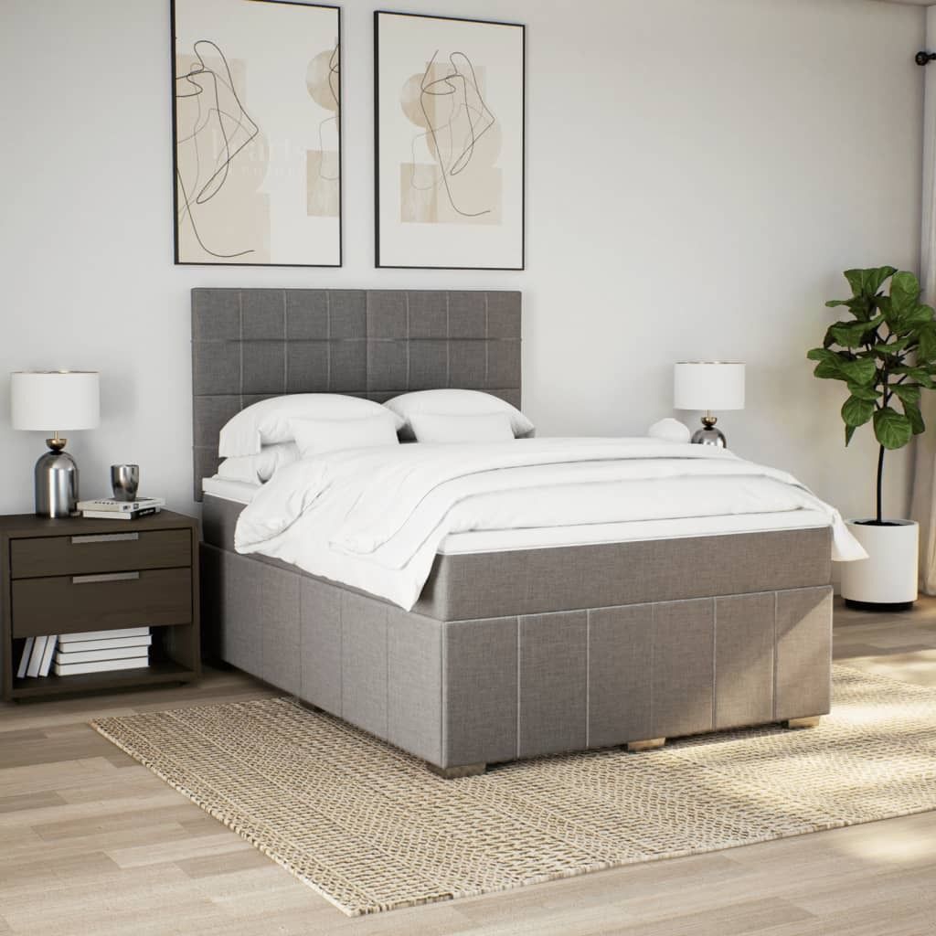 "Dezember-Aktion" Boxspringbett mit Matratze - Taupe 140x200 cm - Stoff - Klassische Betten LL943