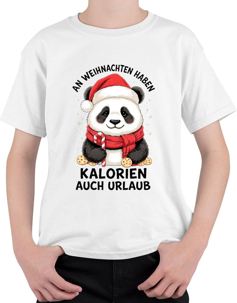 Kalorien haben Urlaub Weihnachten Panda Zuckerstange Kekse lustig Uni Kinder T-Shirt, Weiß, 116