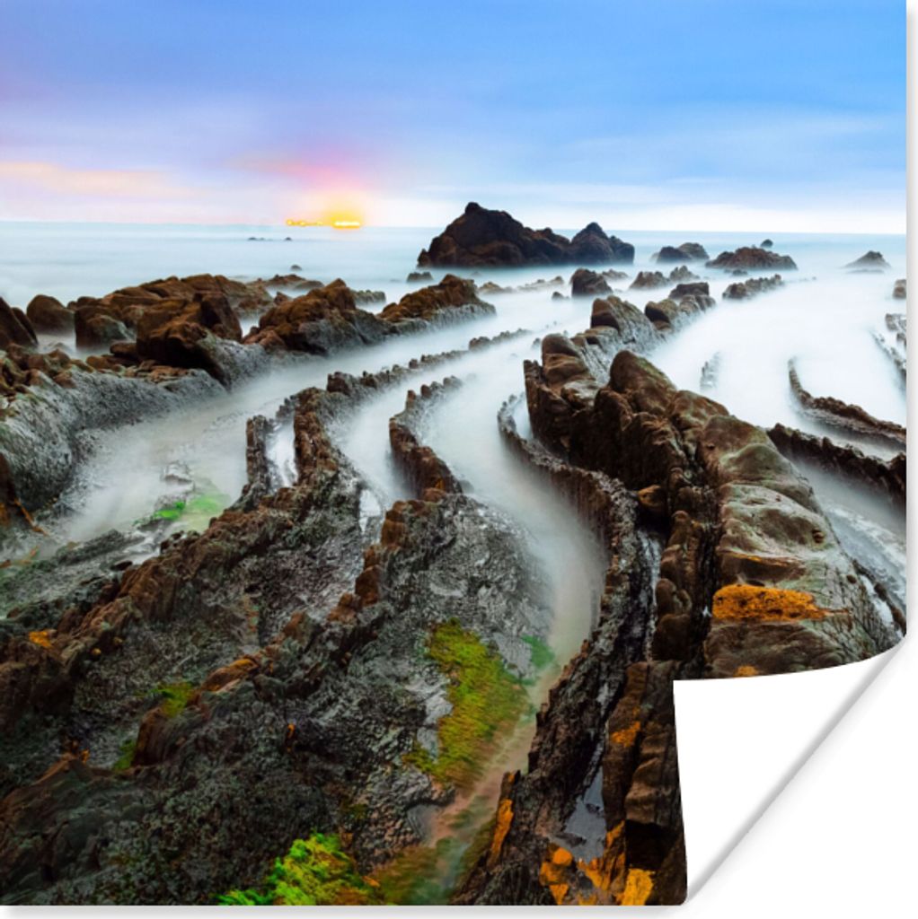MuchoWow Poster Nebel - Felsen - Wasser - Natur 75x75 cm - Wand Dekoration
