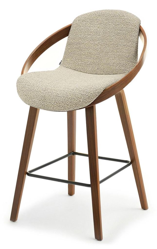 Chaise de bar design HODA - noyer / beige Image du produit 