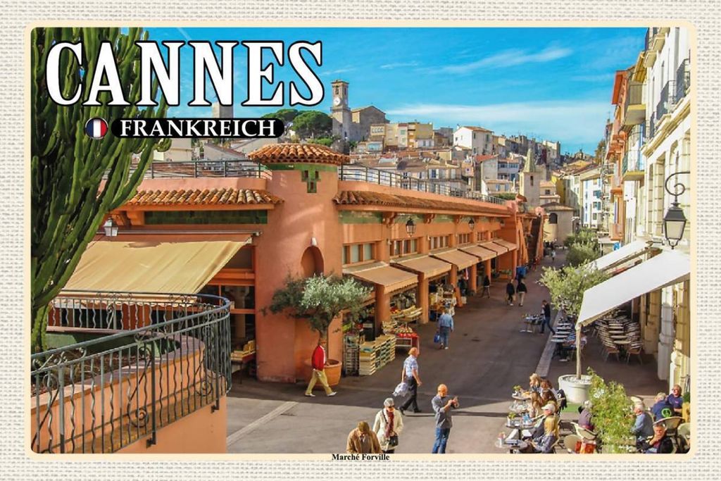 vianmo Holzschild 12x18 cm Cannes Frankreich Marché Forville