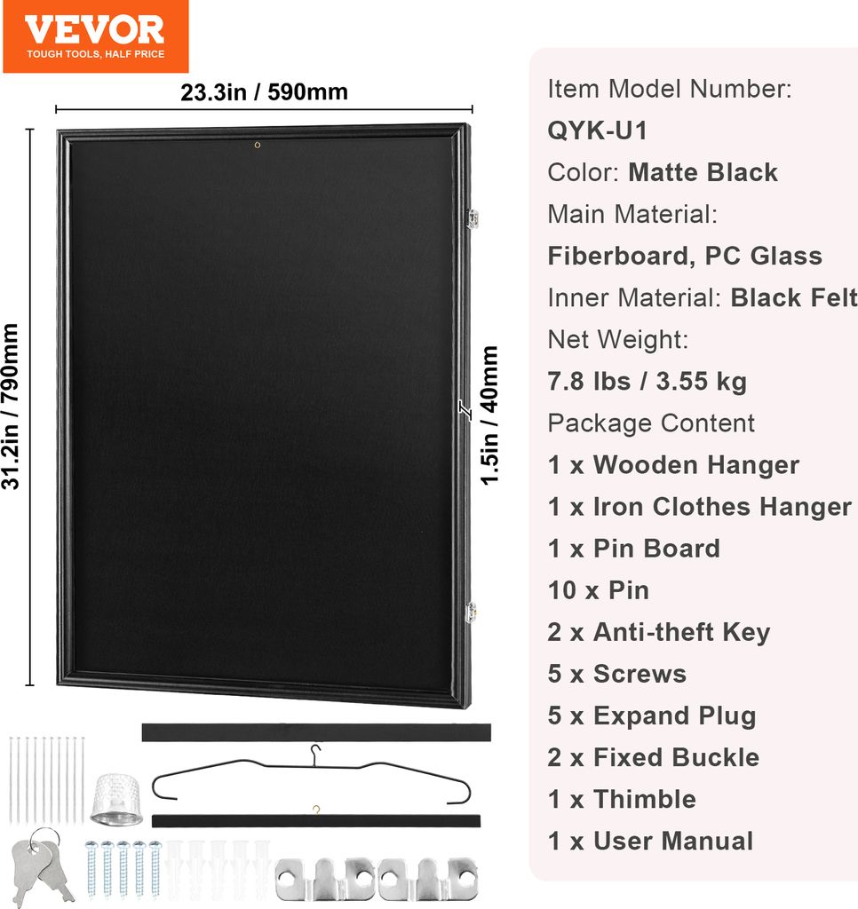 VEVOR Trikot-Präsentationsrahmen 590x790x40mm abschließbare Produktbild 7