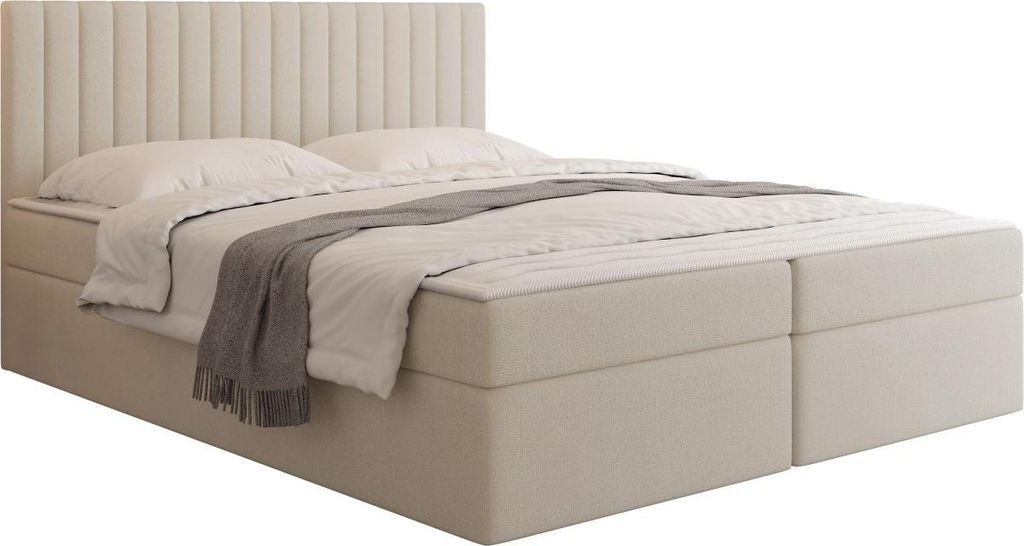 MIRJAN24 Boxspringbett mit zwei Bettkästen Tirulo, Schlafzimmer, Dopellbett mit Topper (Farbe: Manila 02, Größe: 140x200 cm)
