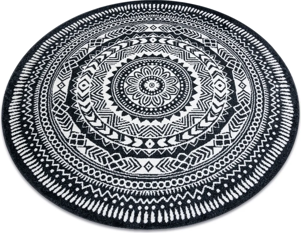 Tapis rond noir 100 cm FUN : Anti-taches et facile à nettoyer negru