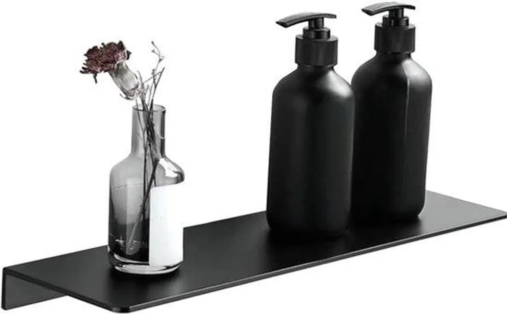 Support de douche noir mat 30 cm en aluminium antirouille sans perçage