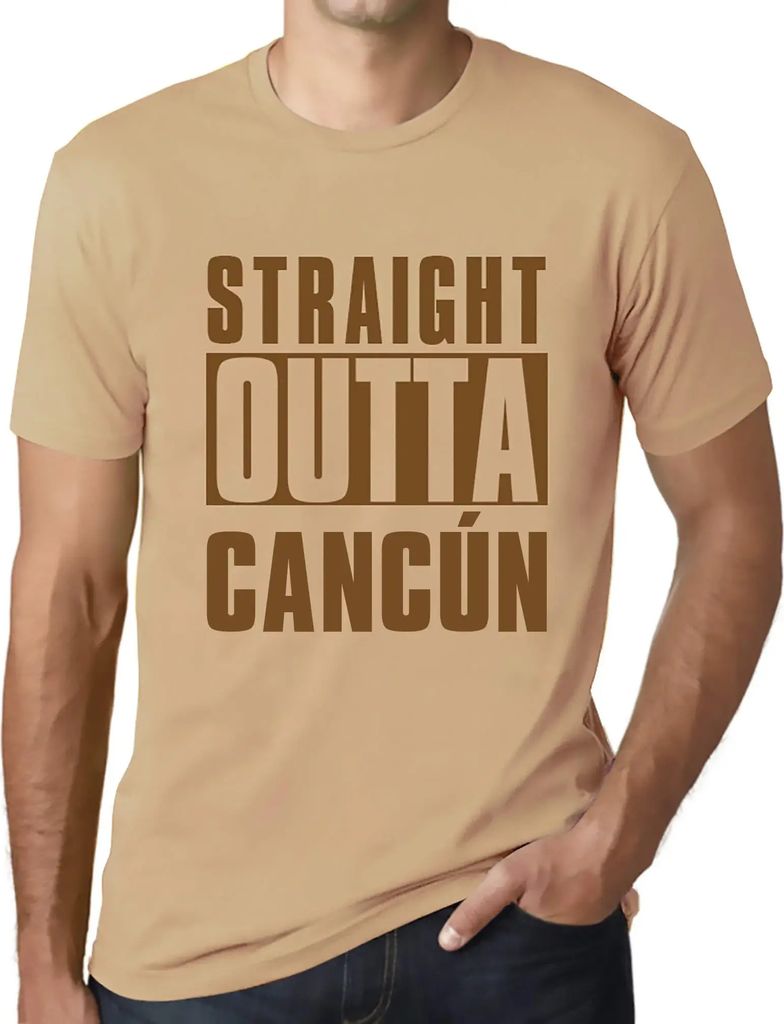 Herren Grafik T-Shirt Straight Outta Cancún Öko-Verantwortlich Vintage Jahrgang Kurzarm Lustige Druck Geburtstag Geschenk Mann