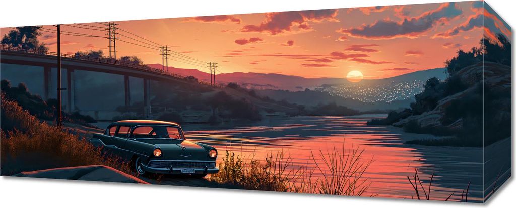 Bild 50x20cm Sonnenuntergang bei Klassik