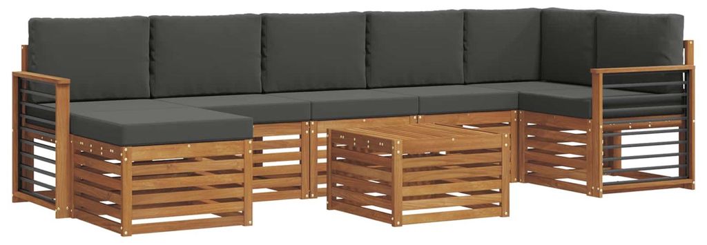 vidaXL Ecksofa Set 8 pcs Natur und Anthrazit Massivholz Akazie