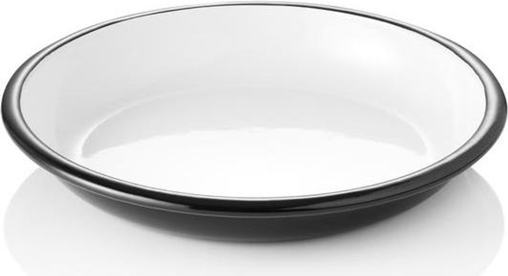 12x Teller GRACE, tief, Ø 18 cm, 350 ml, Emaille, weiß schwarz