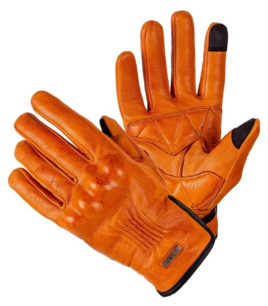 Gants de moto en cuir W-Tec Dahmer pour balade été et mi-saison vintage