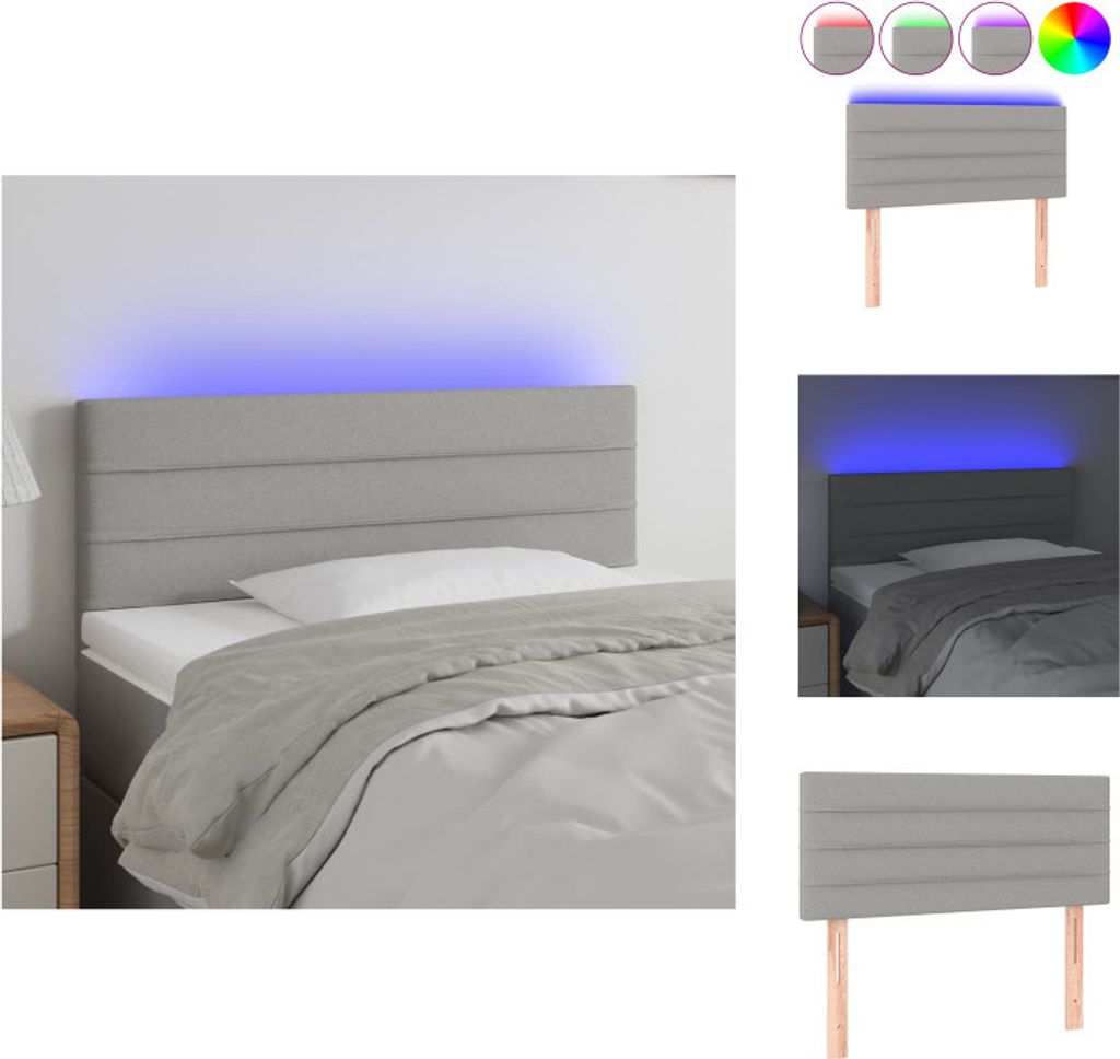 vidaXL LED Kopfteil Hellgrau 80x5x78/88 cm Stoff - Kopf- & Fußenden