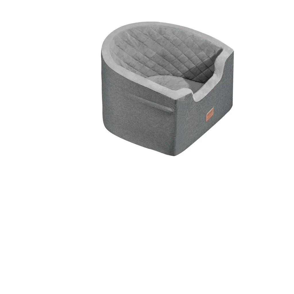 Siège auto pour chien doliforme imperméable gris foncé avec laisse