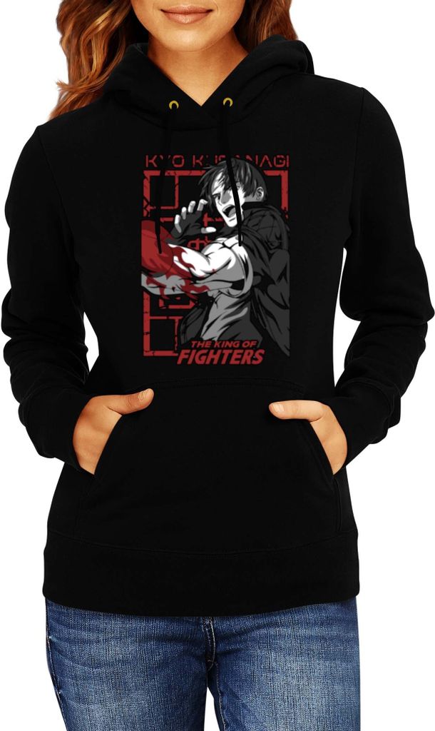 Damen Kapuzenpullover Japan Anime Manga The King Of Fighters Kyo Kusanagi, Lady S / Schwarz