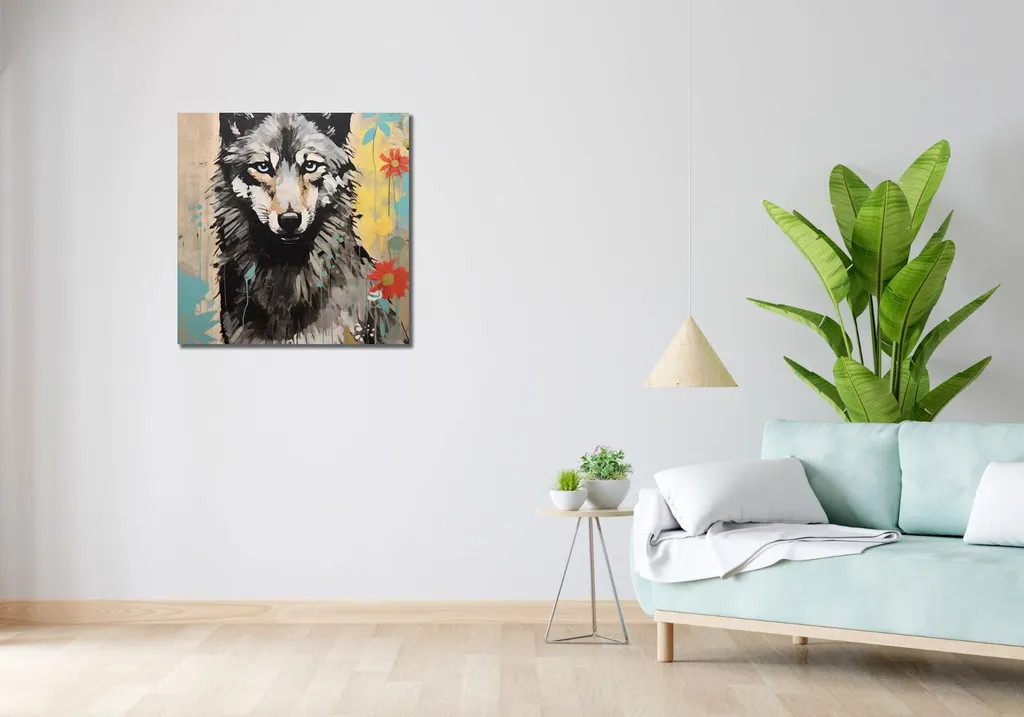 Offerta Quadro 70x70 Lupo Selvaggio: Arte Moderna Alta Definizione - 2