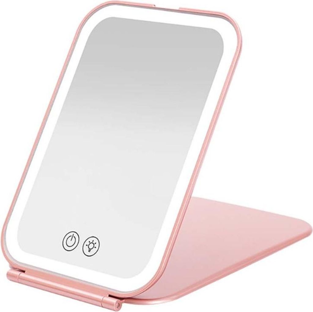 INF LED Kosmetikspiegel: Tragbarer, Klappbarer Schminkspiegel mit Dimmbarer Licht Roségold