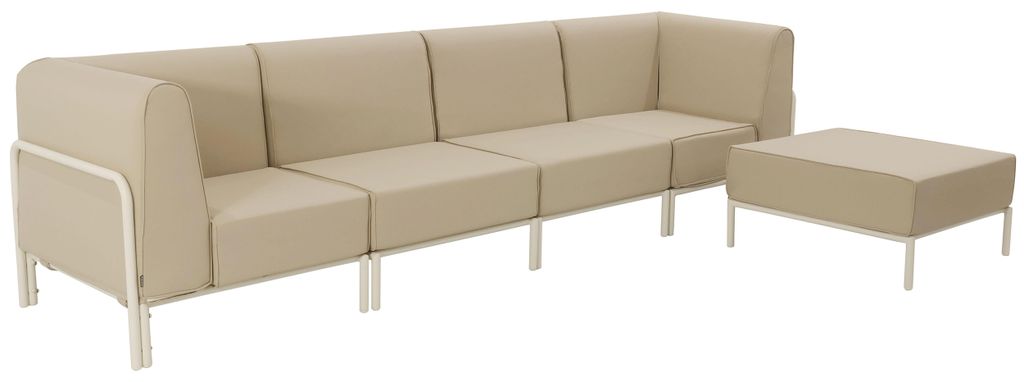 Modulares niedriges Gartenmöbel mit einfarbiges Muster 5 Plätze Beige - Oviala Patio