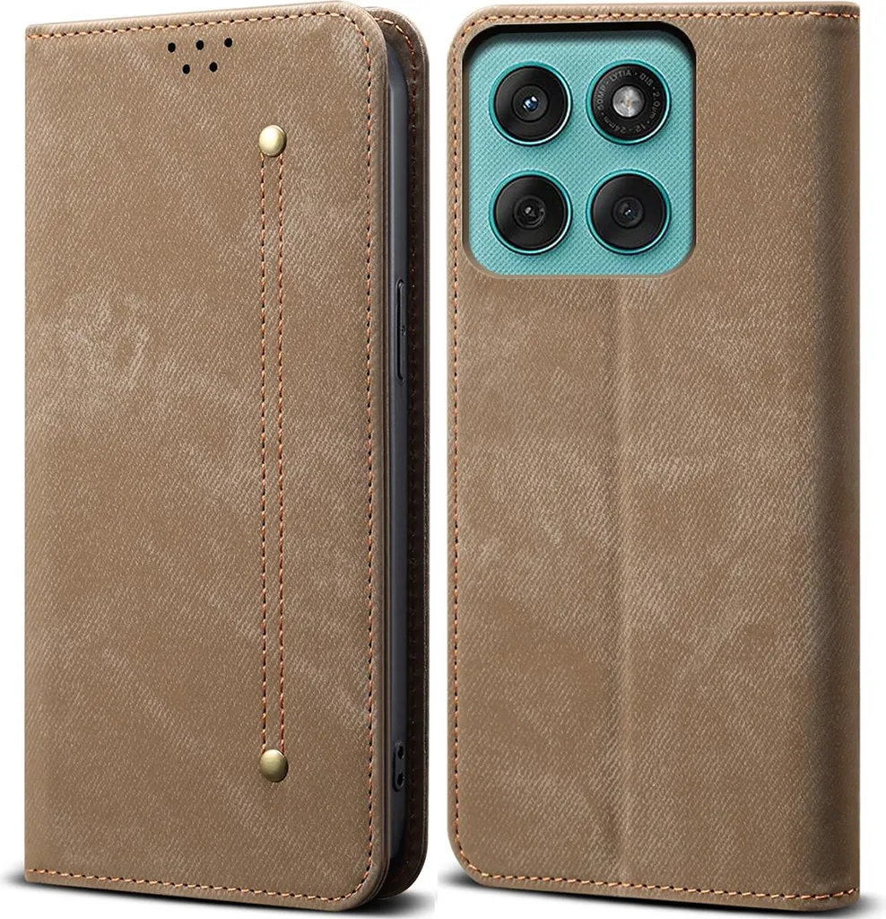Custodia a Libro Motorola Moto G56 Pelle Khaki con Chiusura Magnetica