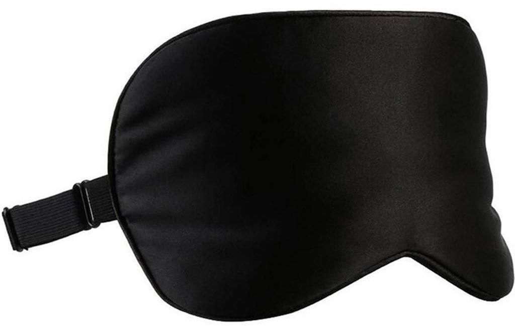 Schlafmaske aus Seide, leichtes Material, verstellbare Augenmaske für Reisen und Zuhause, Augenmaske mit Gummiband, schwarz