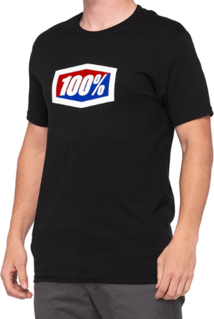 100% Herren T-Shirt Official Short Sleeve , Schwarz, M