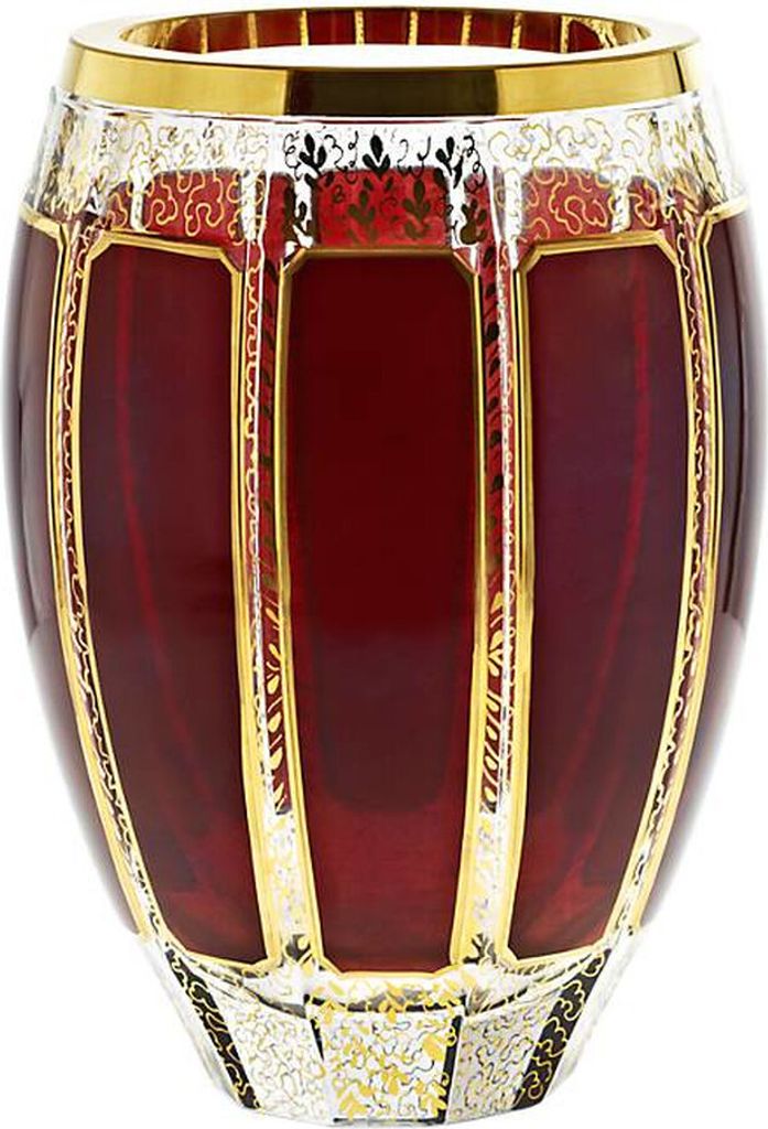 Vase Red Queen 20,5 cm, Rot/Gold, aus Glas