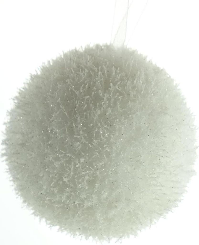 Bruchfeste Weihnachtskugel Weiß mit Glitzer Ø 8 cm - Produktbild 