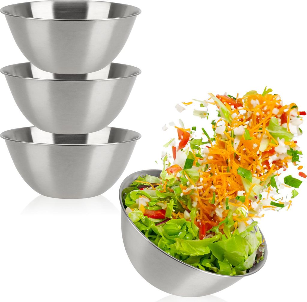 com-four® 3-teiliges Schüssel-Set aus Edelstahl - Produktbild 