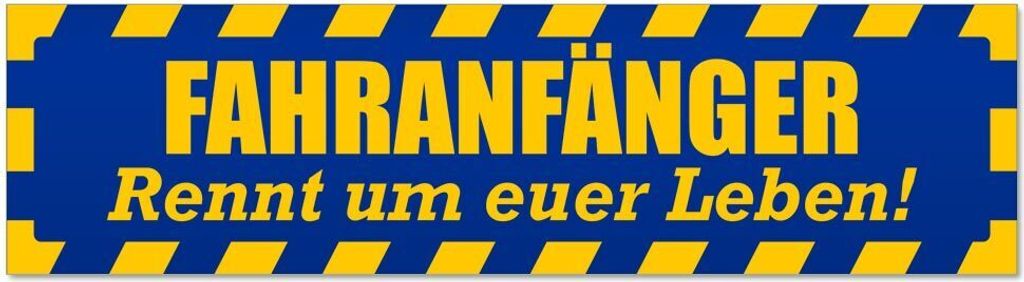 Kiwistar - Autoaufkleber - Blau - 30 x 8 cm - Fahranfänger rennt Leben gestreift - Hinweis Aufkleber Sticker für Auto, Kfz, Fahrrad, PKW, LKW