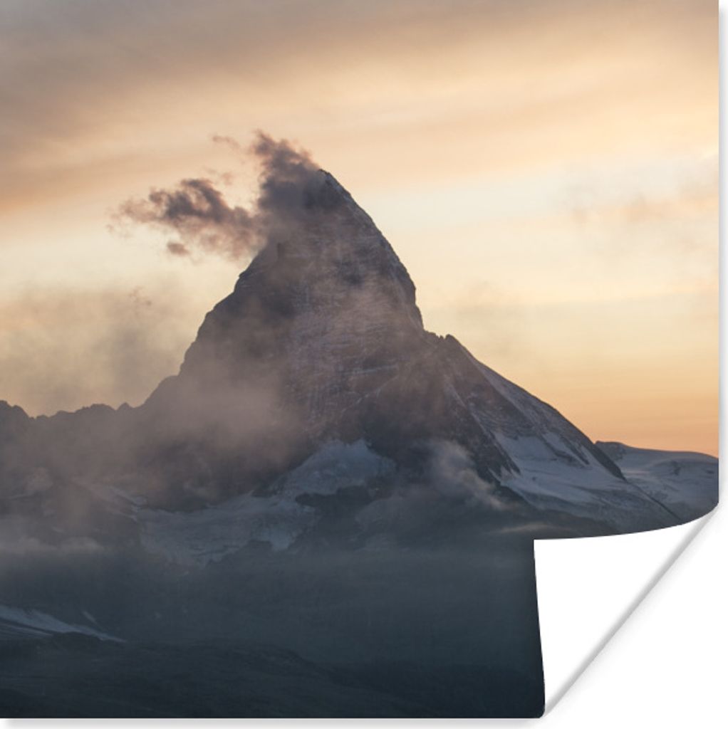 MuchoWow Poster Nebliges Matterhorn bei Zermatt in der Schweiz. 50x50 cm - Wohnzimmerdekoration