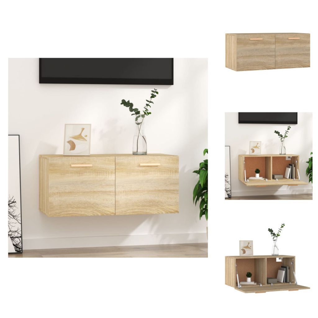 vidaXL Wandschrank Sonoma-Eiche 80x35x36,5 cm Holzwerkstoff - Wandregale