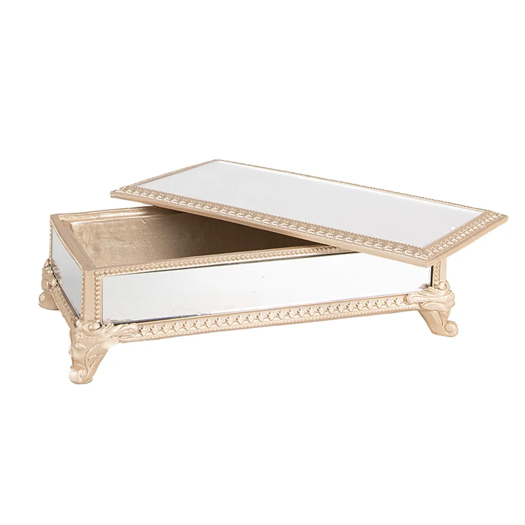 Coffret à bijoux rectangulaire beige Clayre & Eef en résine décorative - 4