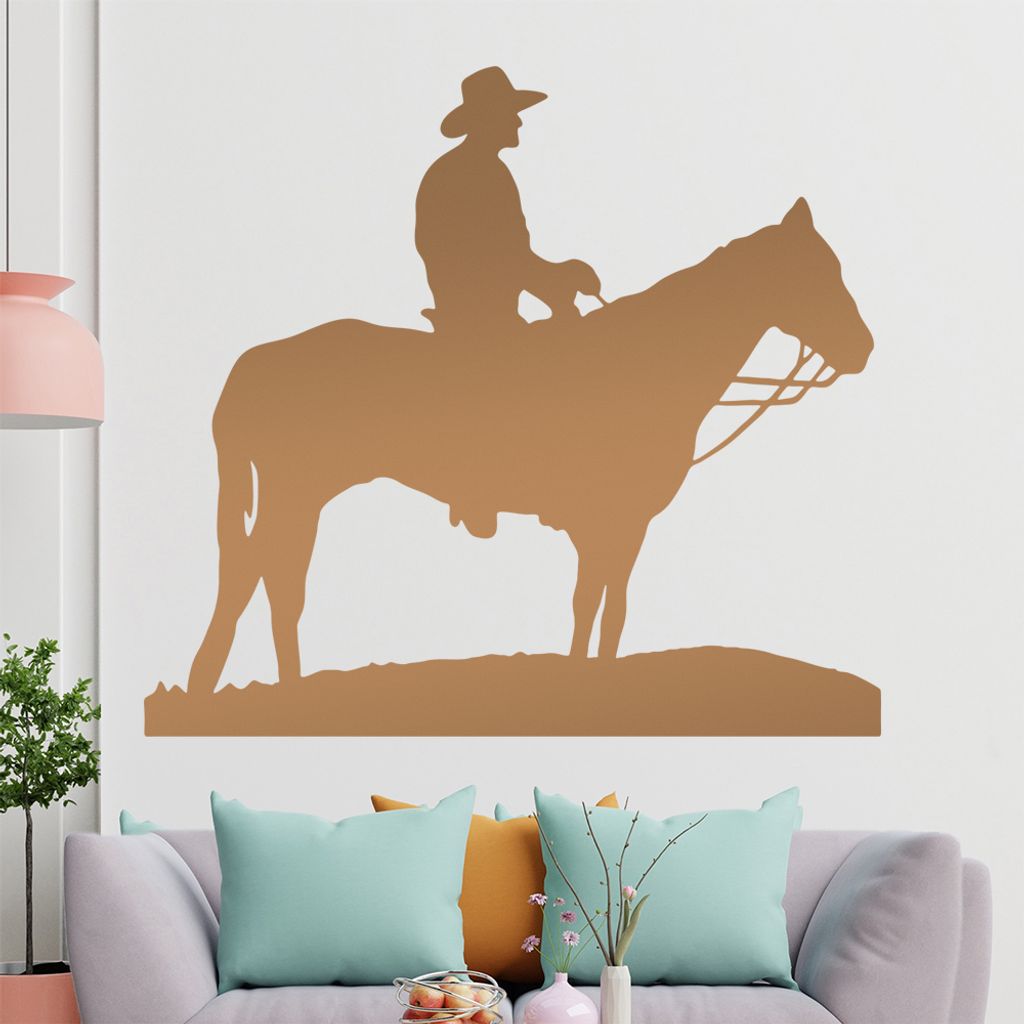 KIWISTAR Cowboy Pferd - Reiten Ausblick Wandtattoo in 6 Größen - Wandaufkleber Wall Sticker - Dekoration, Küche, Wohnzimmer, Schlafzimmer, Badez...