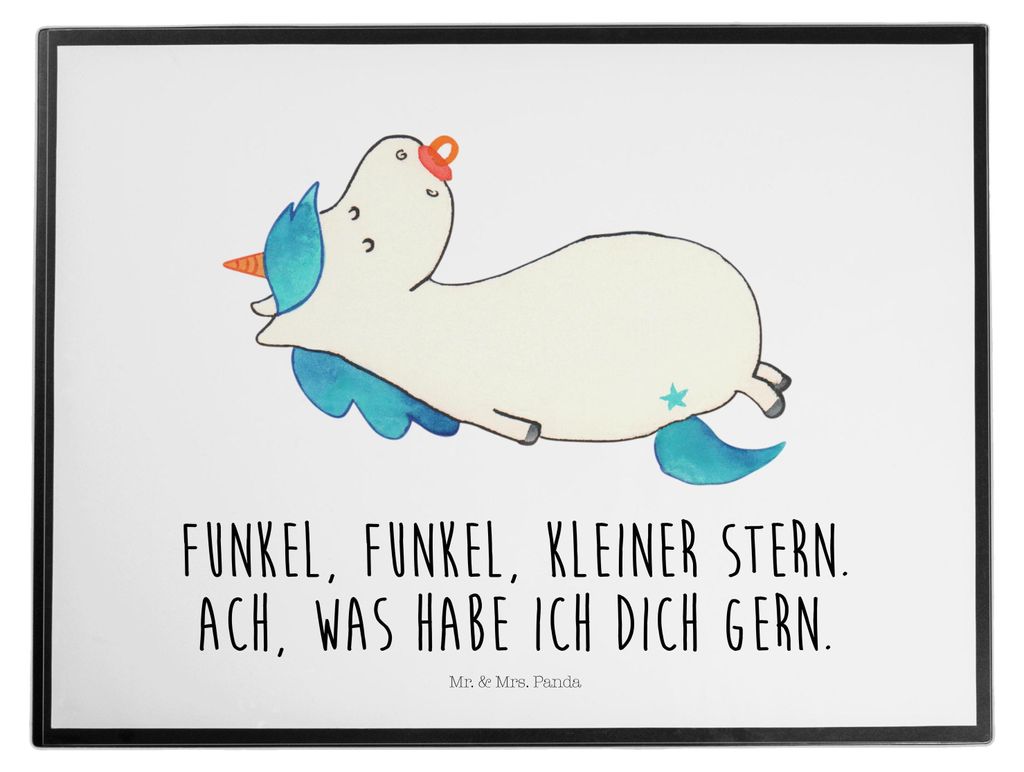 Mr. & Mrs. Panda Schreibunterlage Einhorn Schnuller - Weiß - Geschenk, schreibauflage, Mama, Einhörner, schreibtischunterlage, Unicorn, tischpad,...