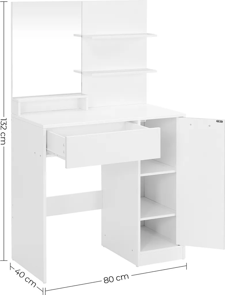 Table de Maquillage avec Miroir Coiffeuse Blanche pour Routine de Soins - 13