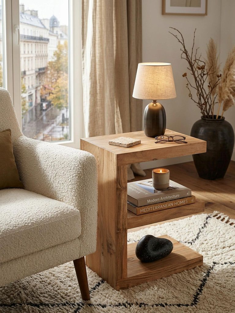 Beistelltisch MUMBAI Massivholz Akazie E Cube 60 cm hoch Wohnzimmer-Tisch Design braun Landhaus-Stil Couchtisch