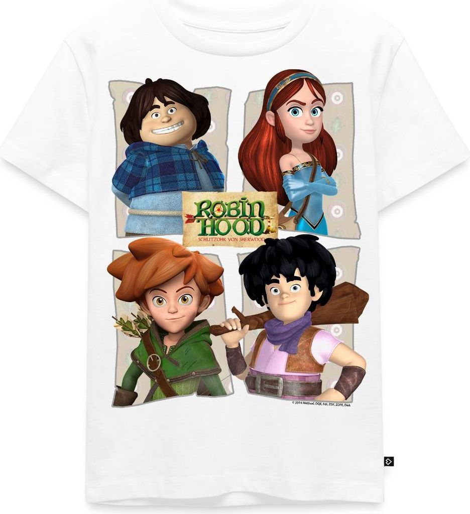 Spreadshirt Robin Hood Tuck Marian Robin Little John Kinder Premium T-Shirt, 98/104 (2 Jahre), Weiß