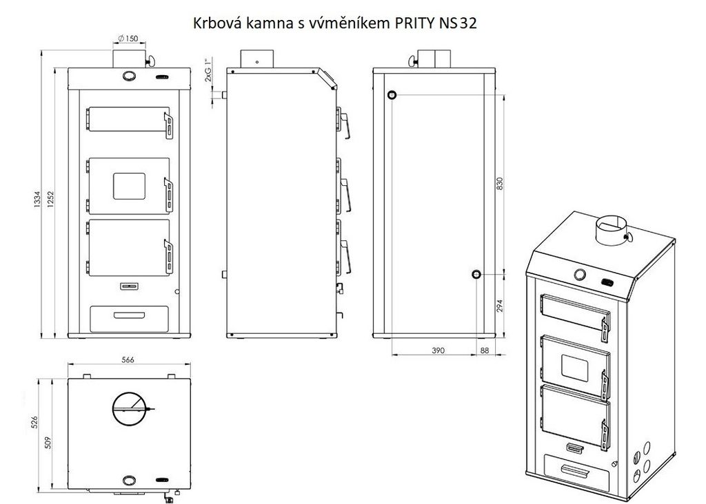 EEK-A - Wasserführender Kaminofen Holzofen Prity NS32 33.2 Produktbild 7