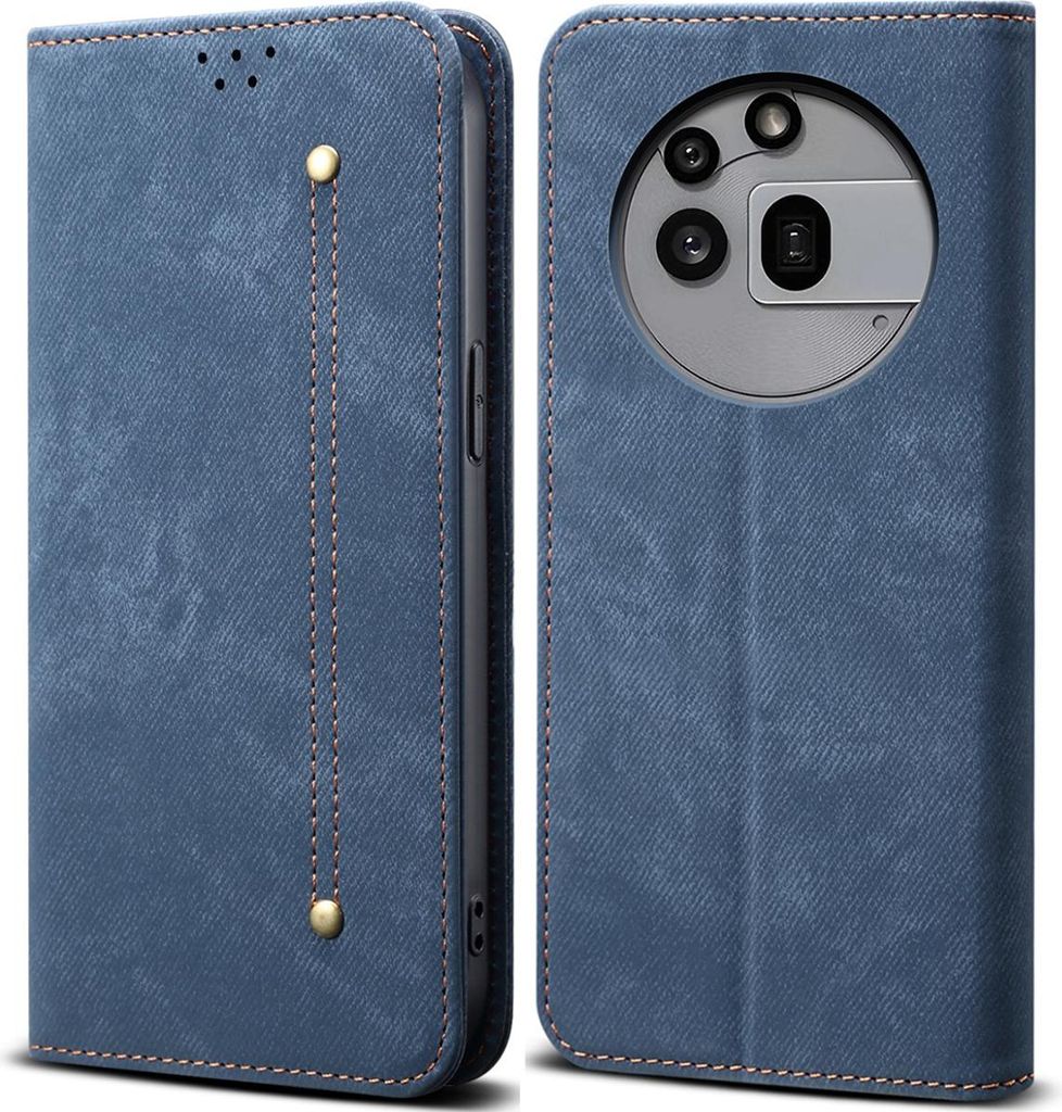 Hülle für Nothing Phone 3a Pro Leder Brieftasche Flip Bookstyle Schutzhülle mit Standfunktion Blau