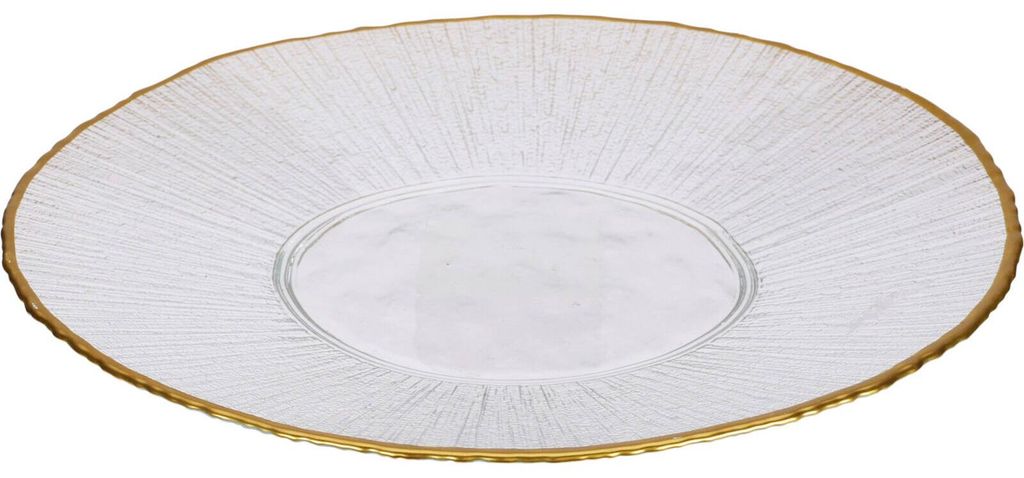 Flacher Speiseteller aus Glas, gold, 28 cm Produktbild 