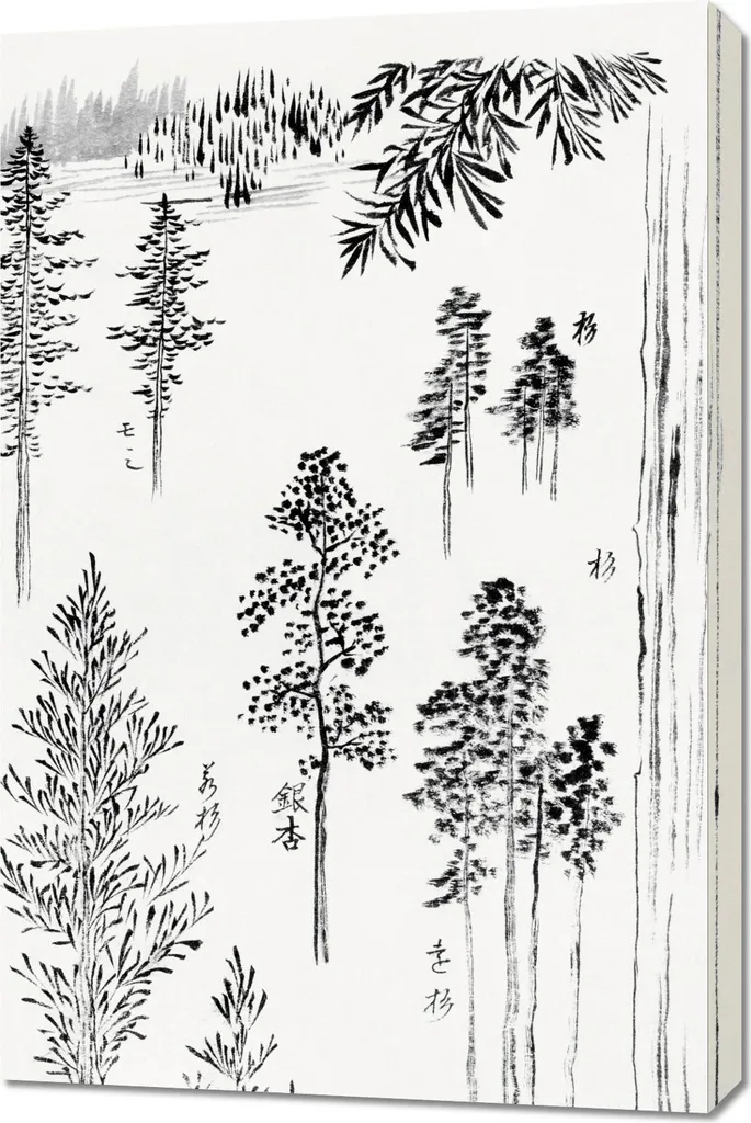 Quadro su Tela 60x90 Hokusai Pine Trees | Soggiorno Stile Giapponese