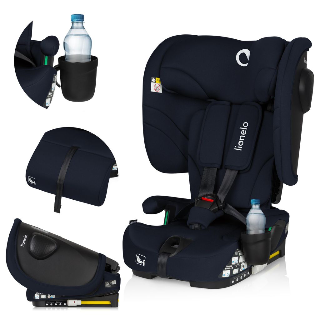 Lionelo Kindersitz Nelly i-Size 76-150 cm Neigungsverstellung der Rückenlehne (4 Stufen), Montage: ISOFIX und Top-Tether-Gurt - Blau