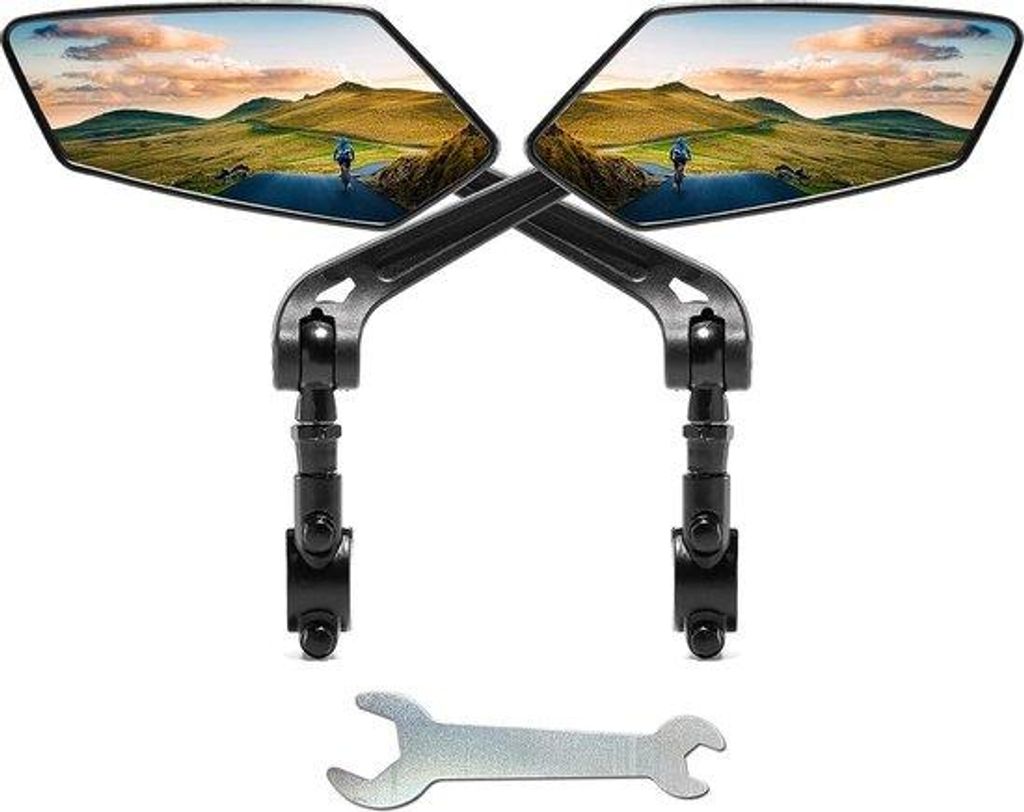 Zwei Fahrradspiegel, großes klapbares Rennrad-Spiegel für 20-24 mm Lenker, HD 360° einstellbarer Fahrradspiegel