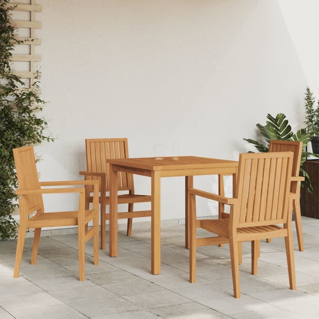 Maison Exclusive - 5-tlg. Garten-Essgruppe Massivholz Teak