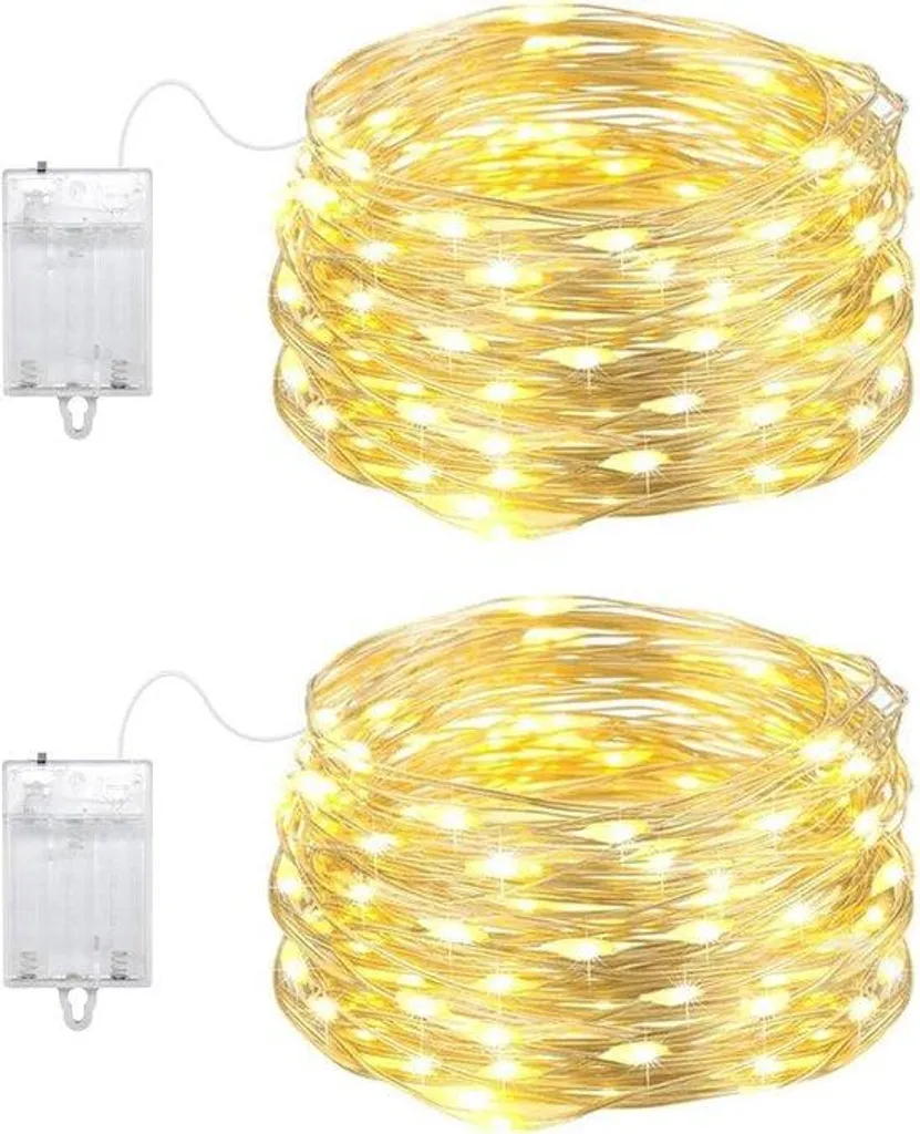 Guirlande Lumineuse 50 LED 5m Blanc Chaud Argent : Éclairage Sans Fil
