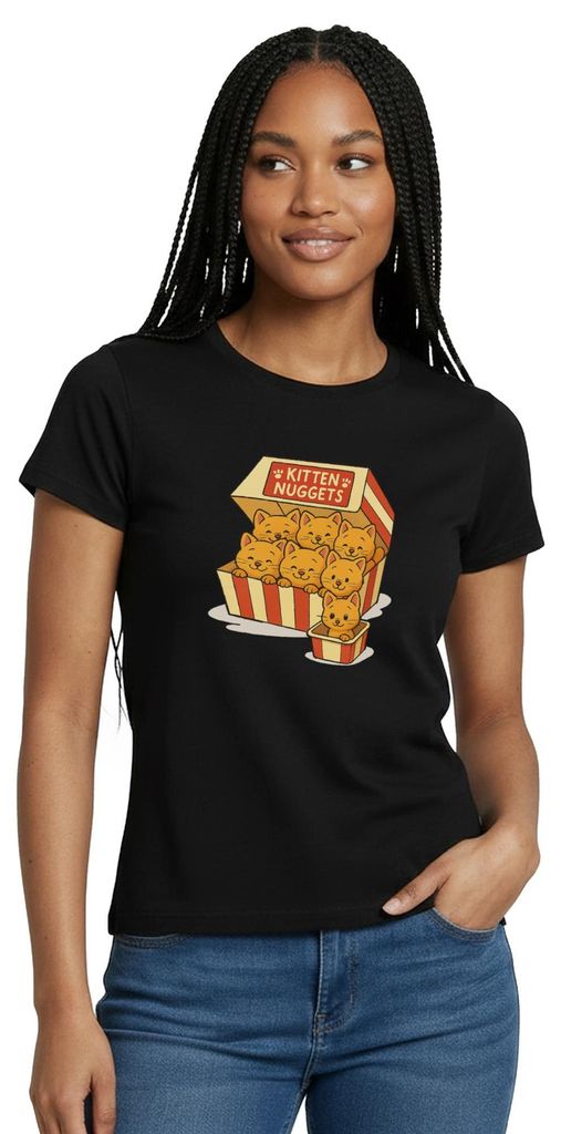Spreadshirt Kitten Nuggets Frauen T-Shirt, S, Schwarz