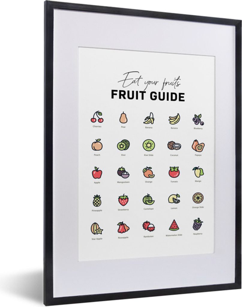 MuchoWow Gerahmtes Poster Küche - Lebensmittel - Obst 30x40 cm - Poster mit Schwarzem Bilderrahmen Wandposter Rahmen Foto Bilder - Wandposter Sc...