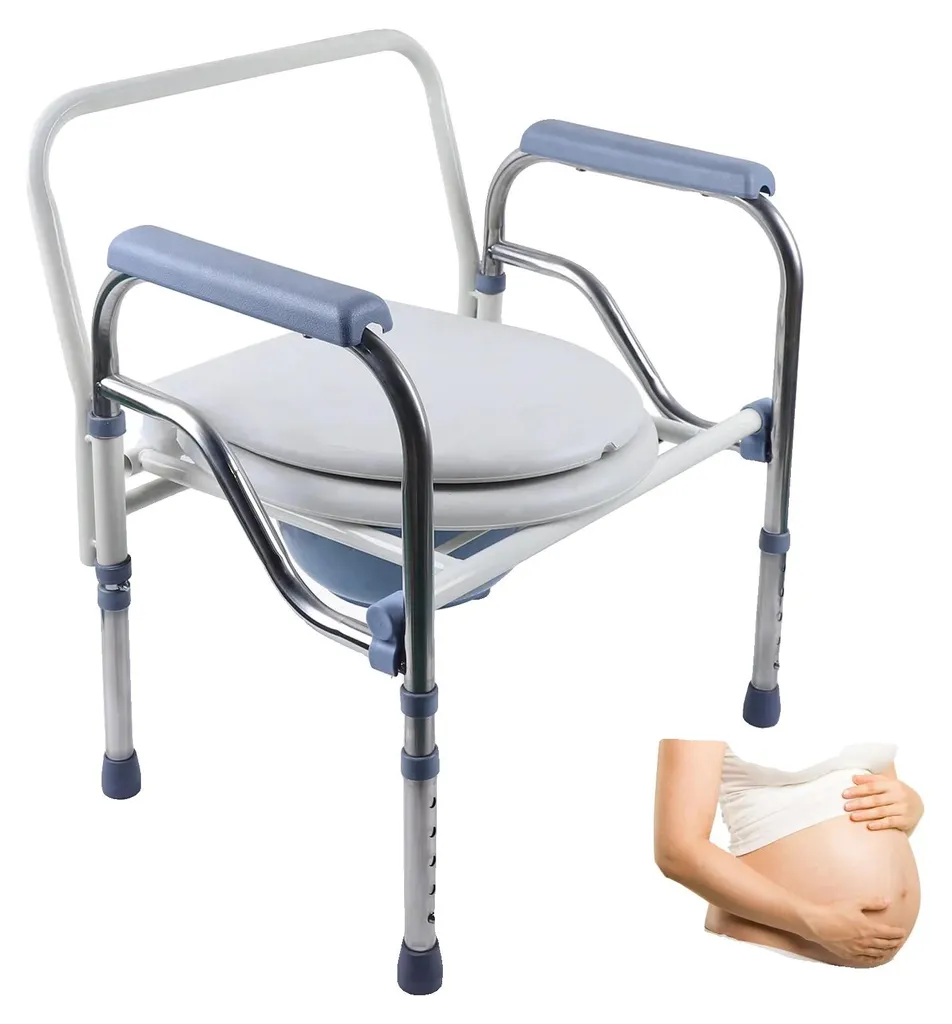 Fauteuil garde-robe pliable avec seau amovible pour seniors et PMR