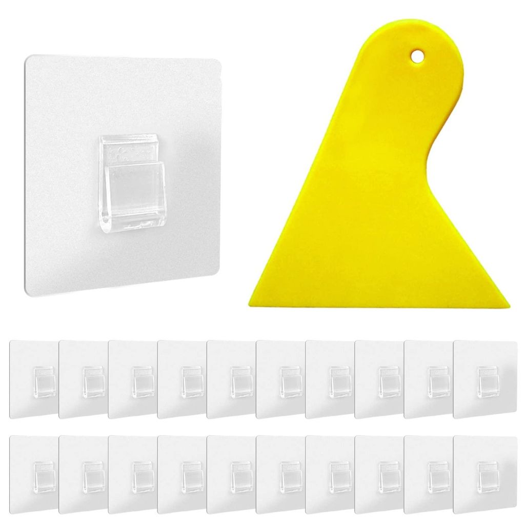 20 selbstklebende Haken, Haken zur Wandmontage ohne Bohren, transparente Haken, ohne sichtbare Spuren, transparente Handtuchhaken für Küche, Bad,...